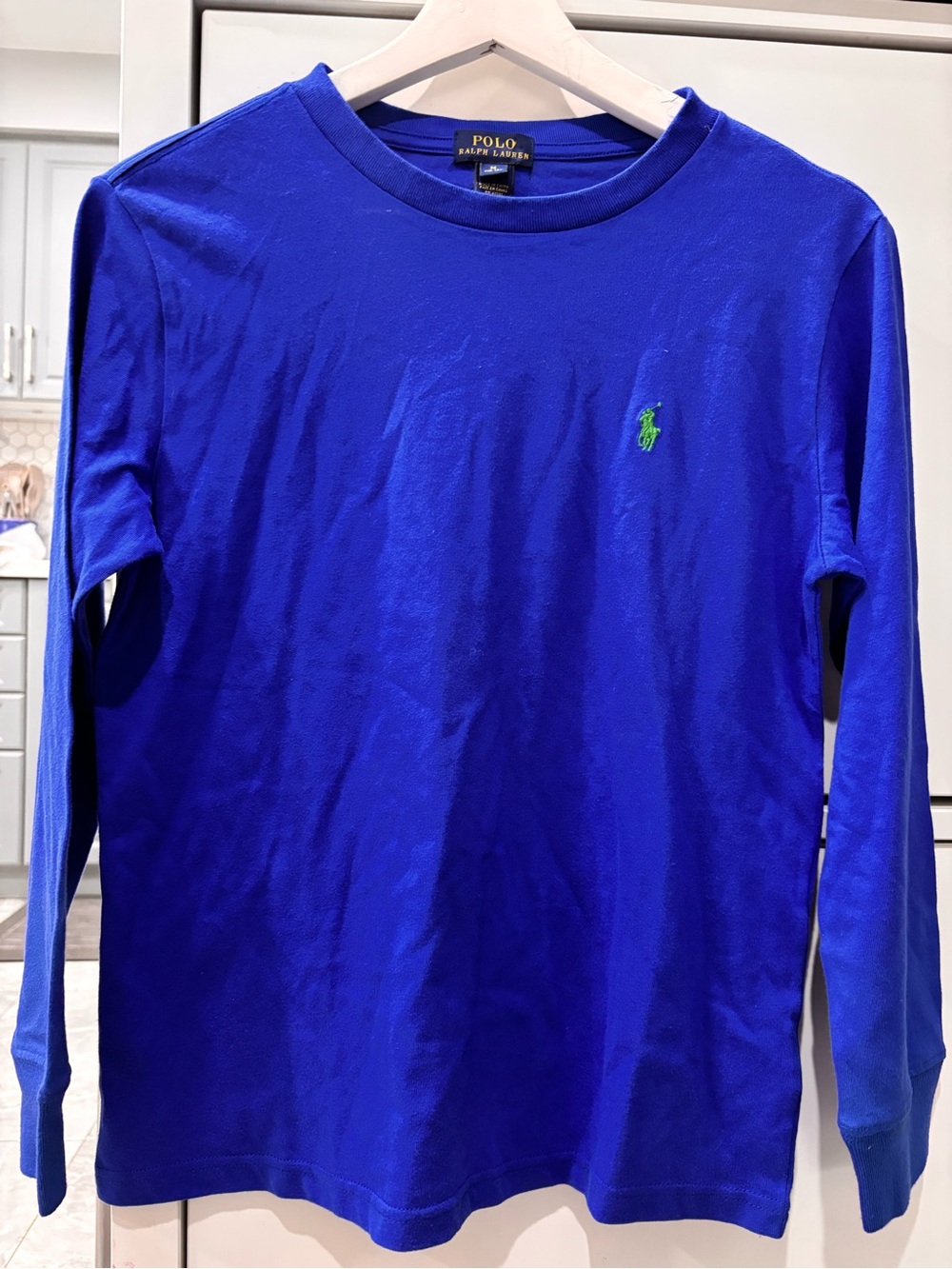 Polo by Ralph Lauren Bright Blue Crewneck Tee with Yellow Logo Tag